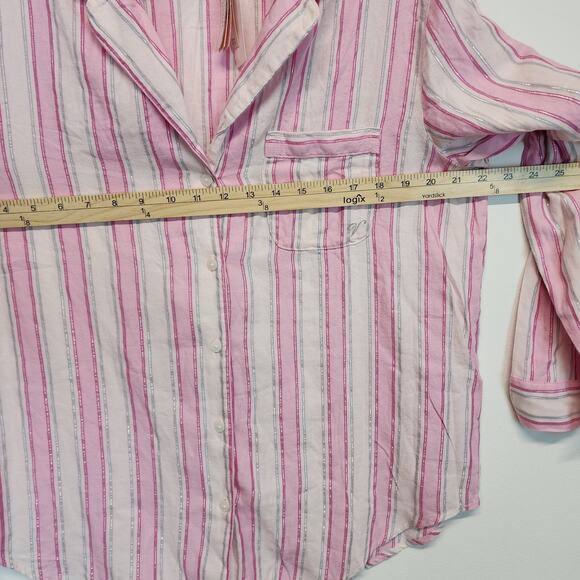 Victoria Secret Pink Metallic Stripe Pajama Set Size M Cotton Modal Blend Iconic - Picture 11 of 15